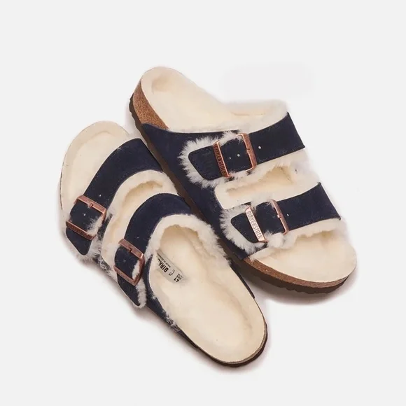Kith | Shoes | Kith For Birkenstock Arizona Shearling Navy  display picture 1
